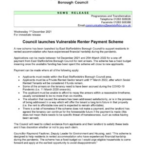 Council launches Vulnerable Renter Payment Scheme